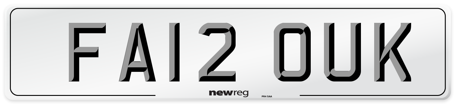 FA12 OUK Number Plate from New Reg